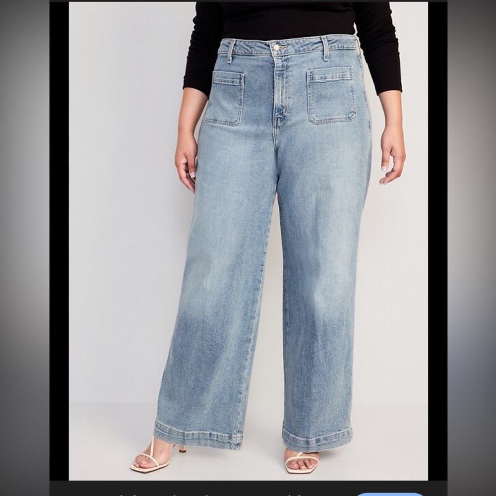 Old Navy extra high rise wide leg jeans light wash 6